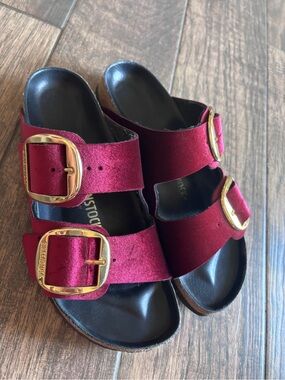 Birkenstock Women's Arizona Big Buckle Velvet Zifindale Gold Buckles